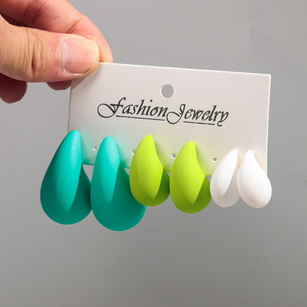 Korea 3 Paar Acryl Chunky Waterdrop Oorbellen Dupe Voor Vrouwen Kleurrijke Extra Grote Druppel Oorbel Hoepels Sieraden Lichtgewicht: Donker Goud
