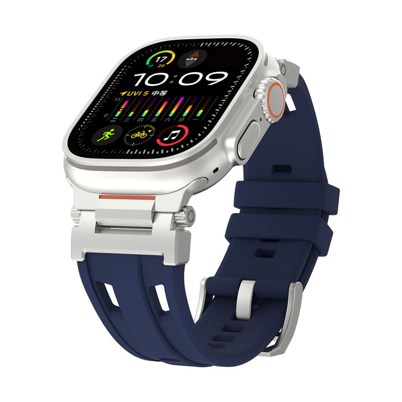 Bracelet de montre en Silicone pour Apple Watch série 10 46mm Ultra 2 49mm, Bracelet de Sport pour iWatch 9 8 7 6 SE 44MM 45MM 42MM: Red black / 16mm