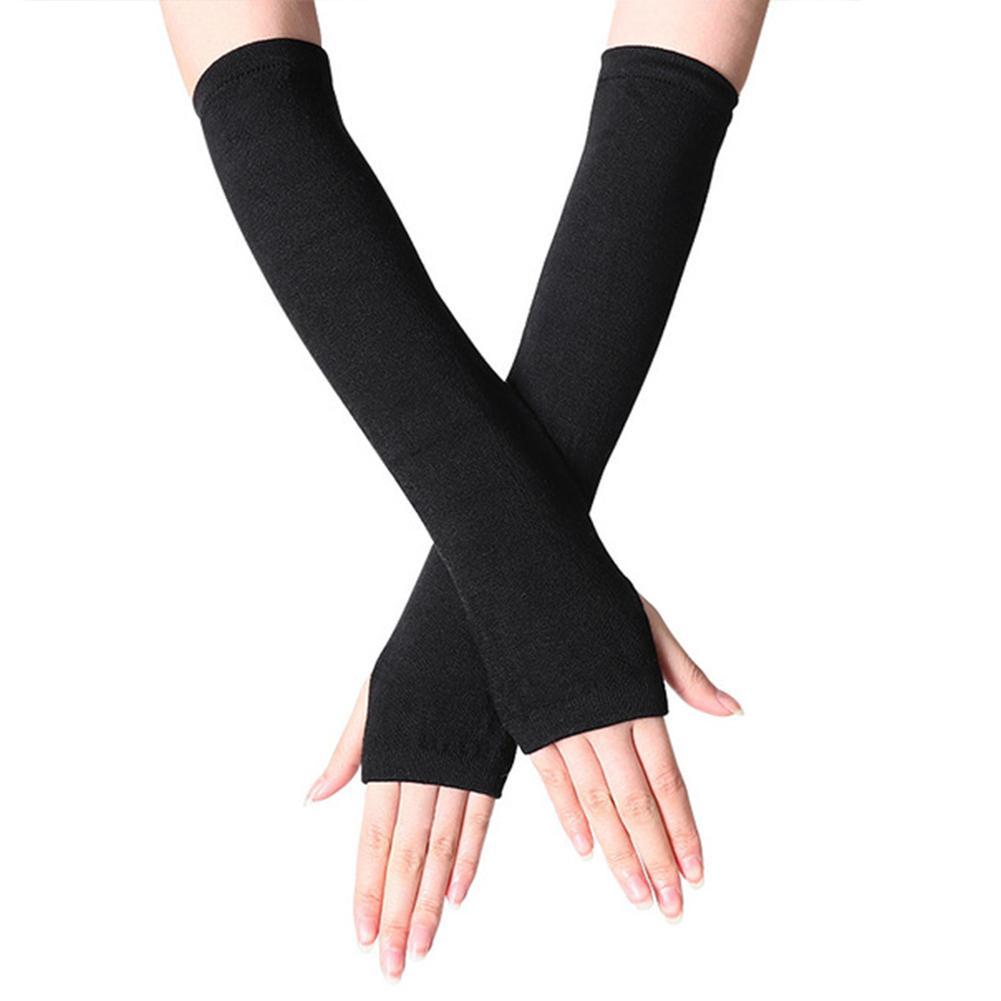 Mannen Lange Winter Handschoenen Arm Cover Classic Zwart Wit Gestreepte Katoen Pols Cover Arm Dames Handschoenen Mouw Gebreide Handschoenen vrouwen
