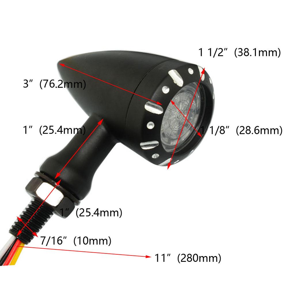 Knipperende LED Turn Signals Brake Blinker Light 12v Voor Harley Chopper Cruiser Bobber Cafe Racer Black Indicator Light