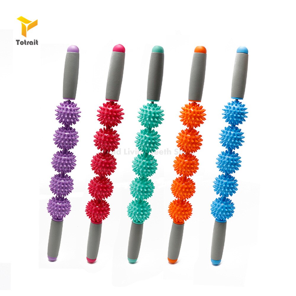 Body Massage Sticks Muscle Roller 5 Spiked Balls Trigger Portable Fitness Leg Arm Muscle Physical Therapy Relieve Yoga Roller