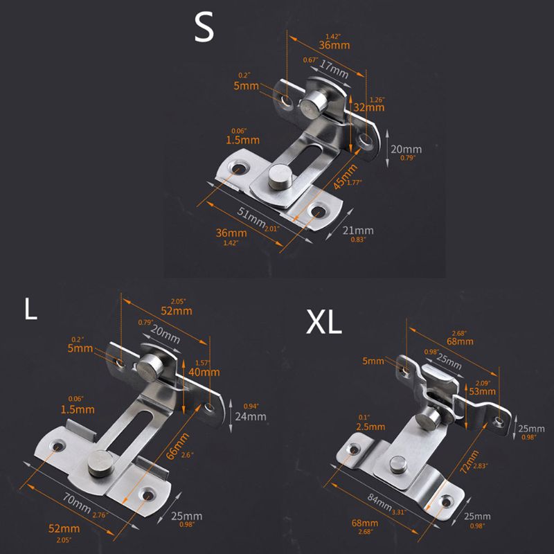 Stainless Steel Right Angle Locking Latch Sliding Barn Door Lock for Door Window 667B