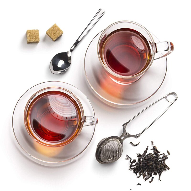 Mesh Snap Ball Tea Infuser Herbal Spice Tea Infusers Filters Diffuser Scented Tea Strainer Stainless Steel Spring-action Handle