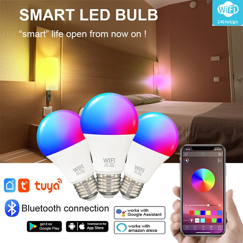 15W E27 B22 Wifi Tuya Slimme Lamp Smart Home Control Dimbare Rgbcw Led Lamp Met Alexa Google Thuis smart Leven Yandex Alice