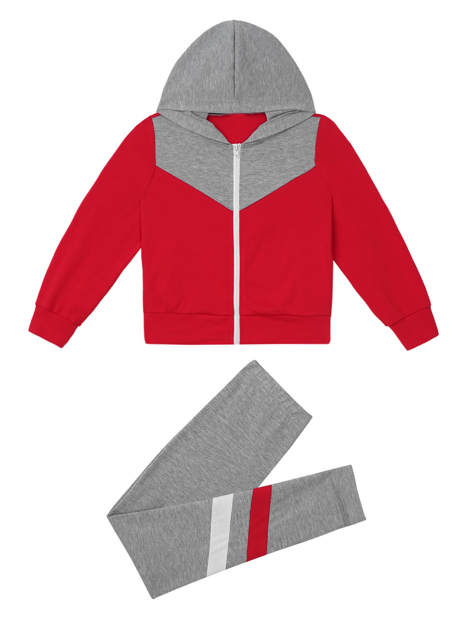 Two Piece Sets Kids Sport Outfits Sportswear Front Zipper Tracksuit Hooded Hoodie Tops and Pant Casual 2Pcs Sports Suit