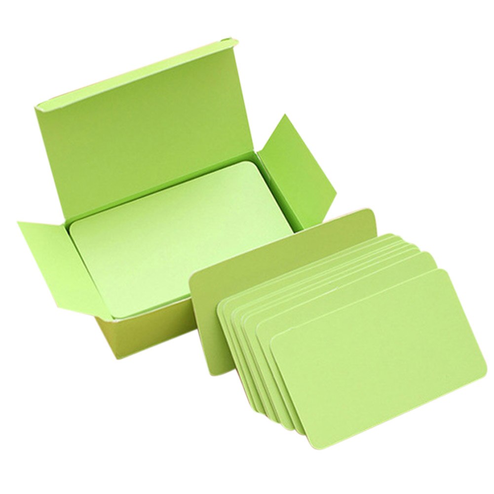 1 Box Thickened Blank Cards Business Cards Message Card Sticky Note Set DIY Graffiti Small Card Notepad School Office Supplies: Green