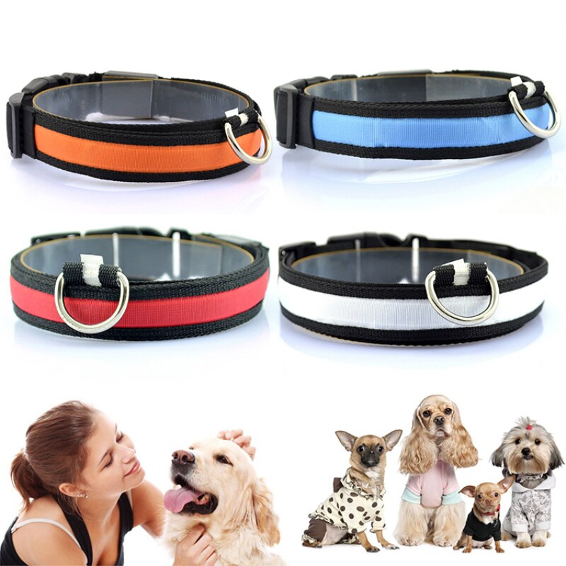 LED Flashlight Dog Cat Collar Glowing Collar Lamp Night Safety Pet Leads Necklace Luminous Bright Decoration Collars For Dogs