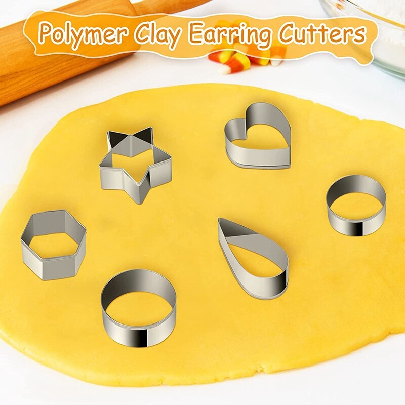 127 Stuks Polymer Clay Cutters Rvs Klei Oorbel Cutters Met Oorbel Kaarten, Voor Oorbel Ring Maken Levert