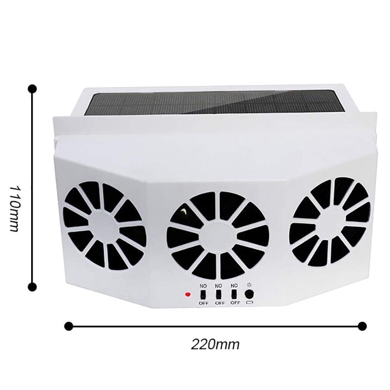 Zonne-energie Auto Window Air Vent Ventilator Driekoppige Fan Clear Auto Geur Elektrische Apparaten CSL2018: WHITE