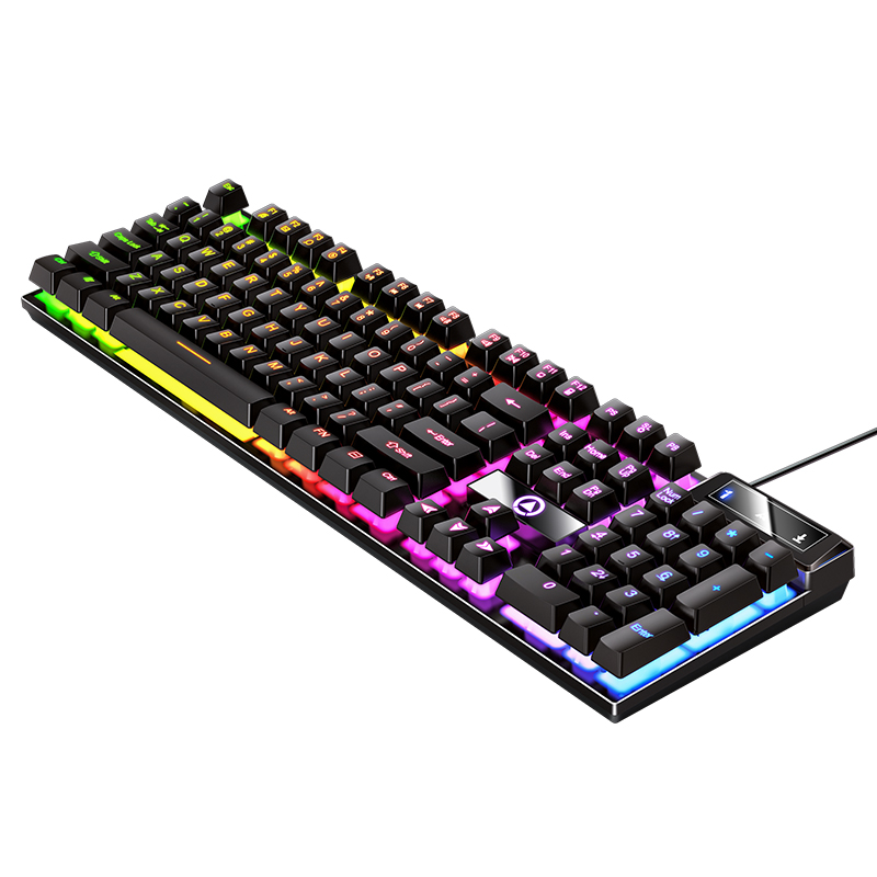 Bedraad USB-gamingtoetsenbord met achtergrondverlichting, 104-toetsen gamertoetsenbord voor computer/laptop/pc, ergonomisch , kantoorgamingaccessoire: Marineblauw