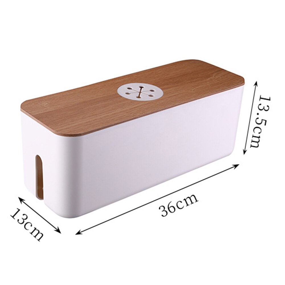 Boîte de rangement de fil avec couvercle en bois tablette téléphone, organisateur de prise de réseau de ligne, ensembles de gestion de chargeur domestique: White XL
