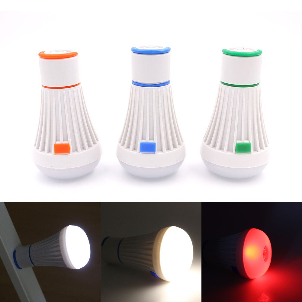 Bærbar led pære lanterne 4 moduser 6 led camping telt lys fakkel lommelykt hengende led lampe drevet av aaa 18650 batteri