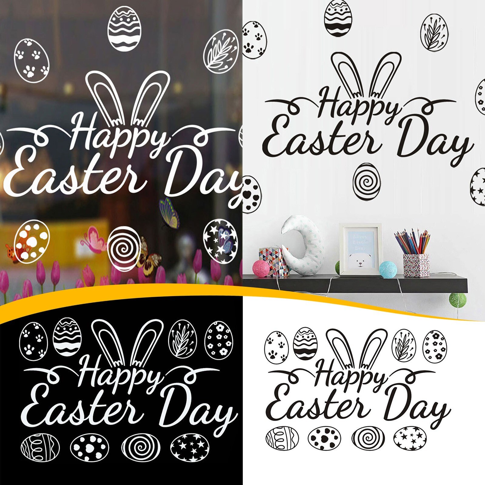Muursticker Happy Easter Letters Home Decoratie Cartoon Verwijderbare Sticker Voor Muur Raam En Deur Decor # T2P
