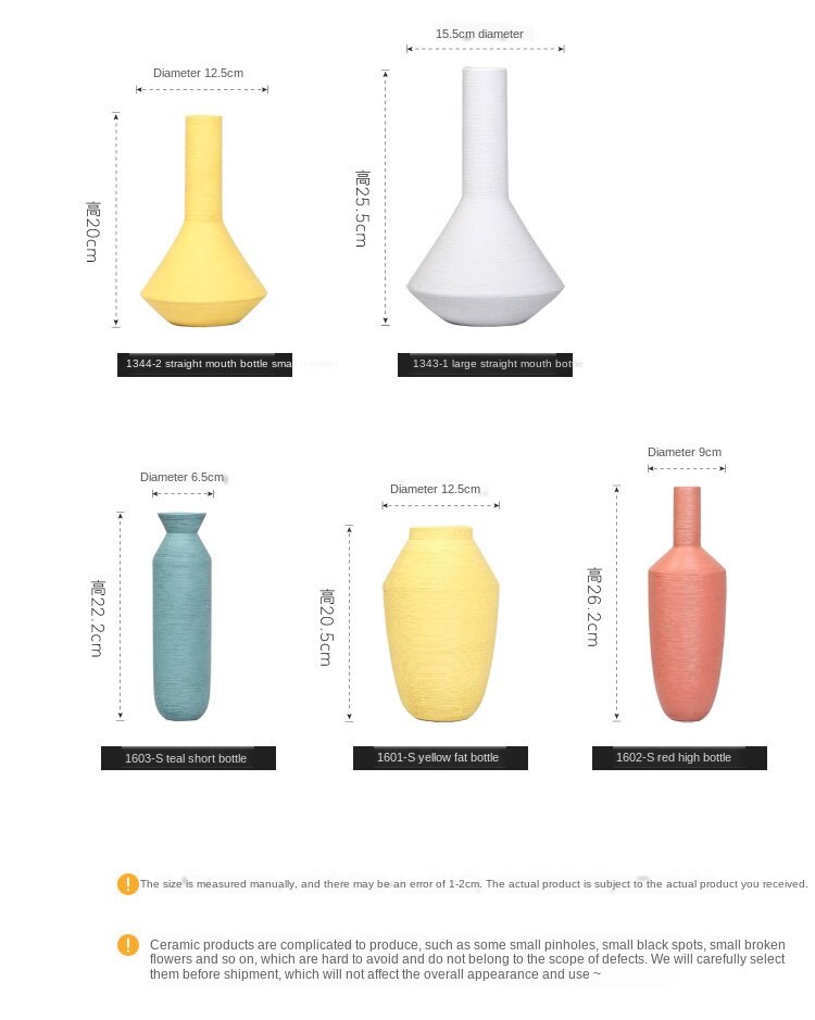 Morandi Brushed Ceramic Vase Flower Arrangement Living Room Villa Country Style Home Decoration Nordic Simple Modern Home Decor