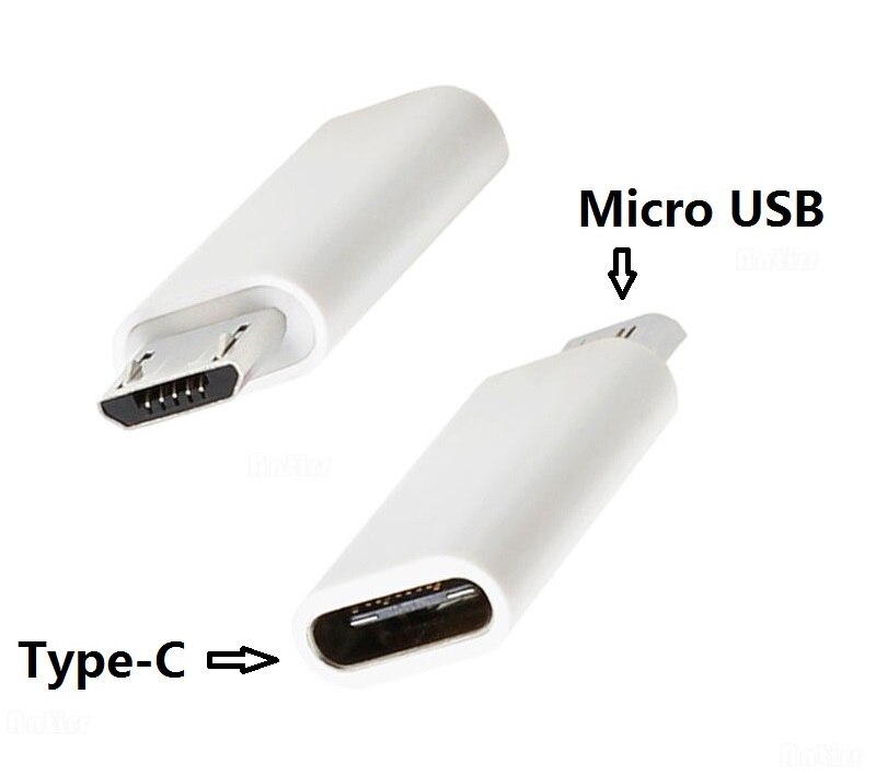 Antirr Micro USB Male 5 Pin to USB 3.1 Type C Female Connector Data Adapter Converter White