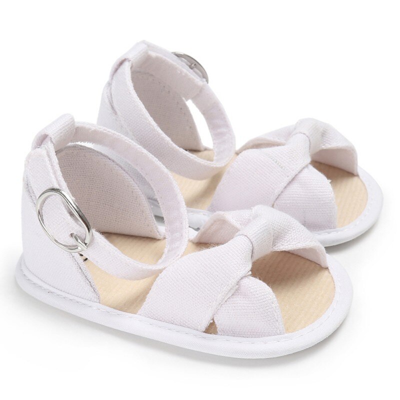 Bow Sandals for Girls Baby Shoes Cotton Baby Girl Sandals Bow Breathable Baby Sandals Sandy Beach Shoes: White / 13-18 Months