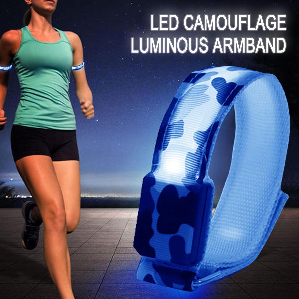 Sports LED Reflective Band Camouflage Bracelet Ankle Leg Strap Wristband Led Luminous Armbands for Party Jogging Running Cycling