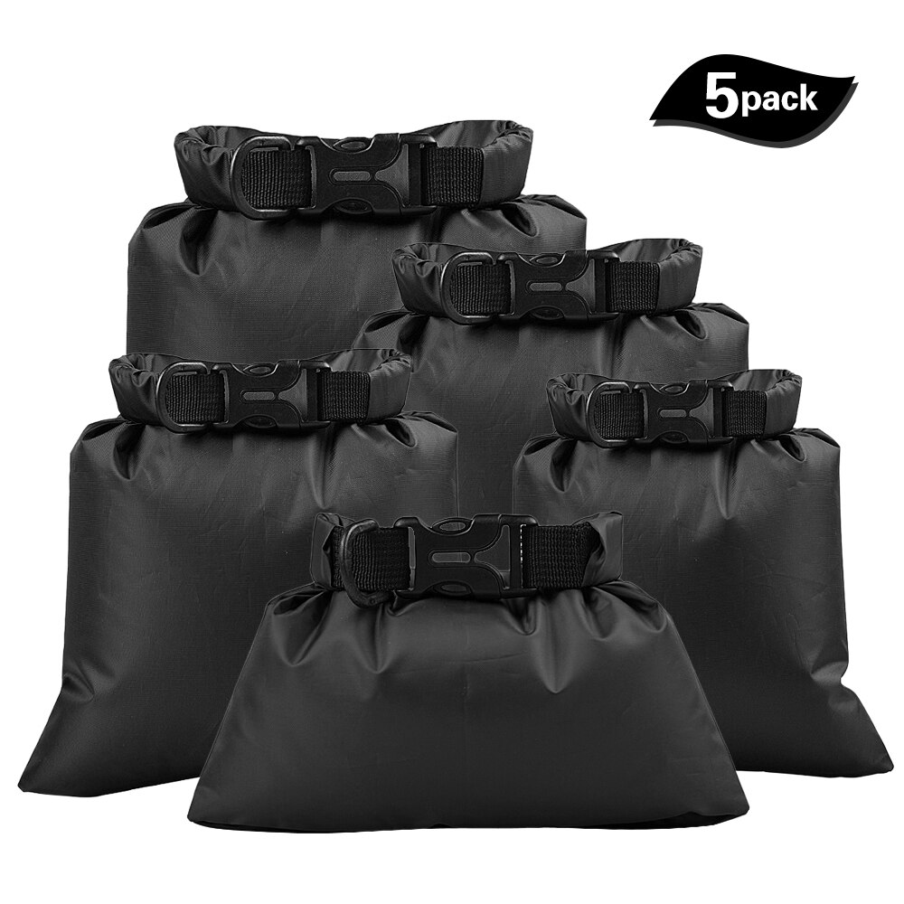 Bolsas de almacenamiento impermeables al aire libre de 5 uds bolsa de natación sacos secos bolsas de almacenamiento para cámara de Smartphone para deportes acuáticos a la deriva: Black