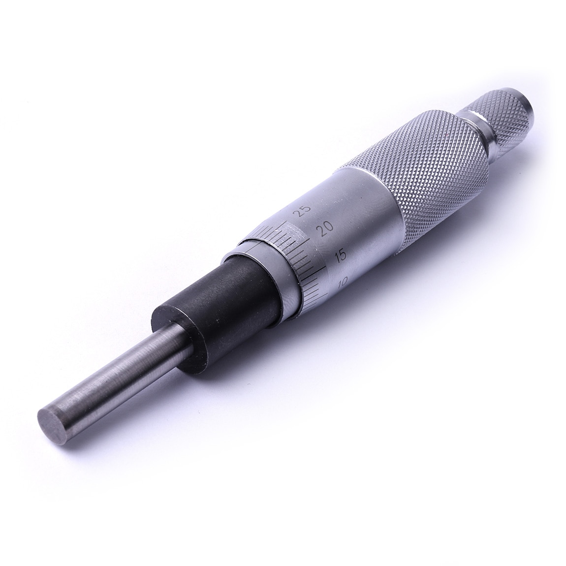 1Pcs Silver Flat Needle Round Type Micrometer Head 0-25Mm*0.01mm With Knurled Adjustment Knob Micrometer Head Measurement Tool