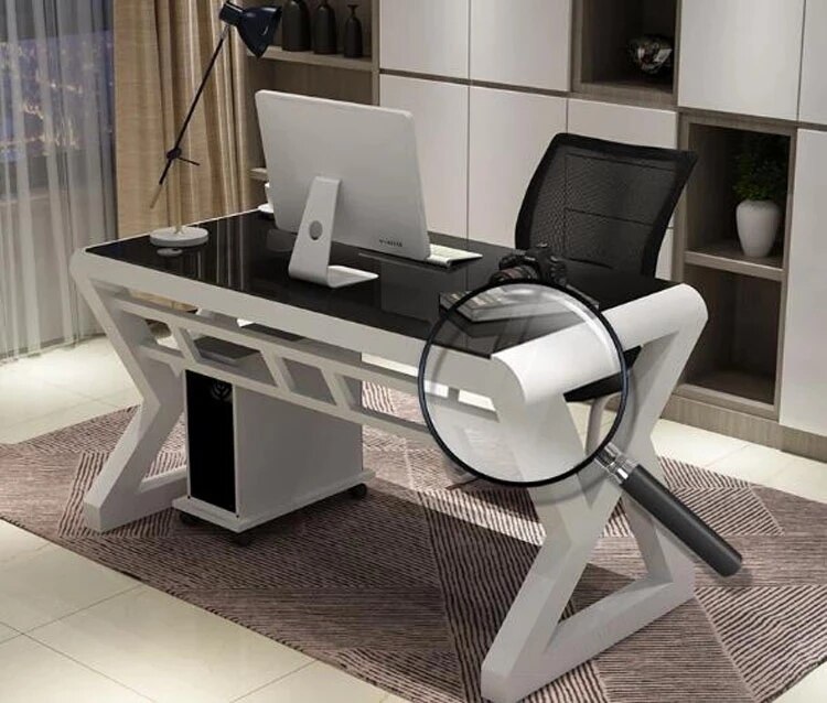 Simple Computer Desktop Desk 80CM Home Desk Tempered Glass Desk Game Gaming Learning Table