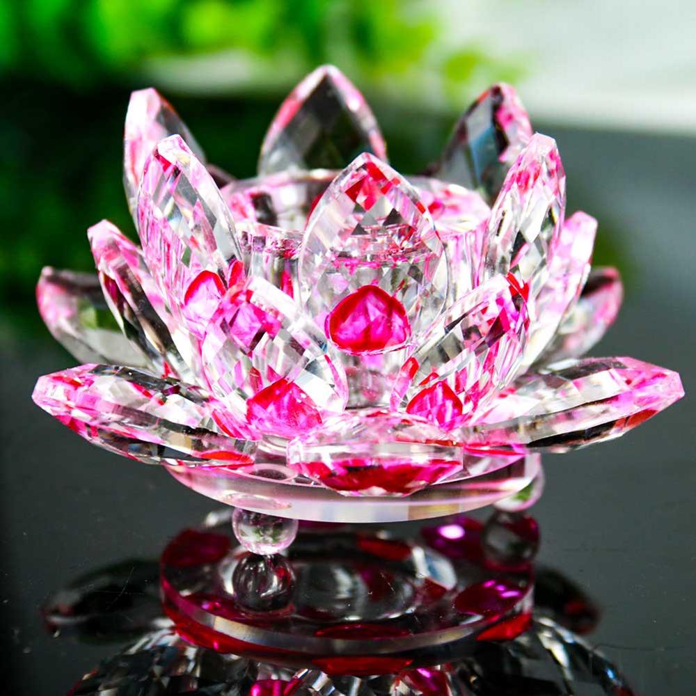 Klassisk faux krystal farverig lotus blomst lysestage bryllup middag dekoration krystal glas lysestage fest hjem indretning: 04