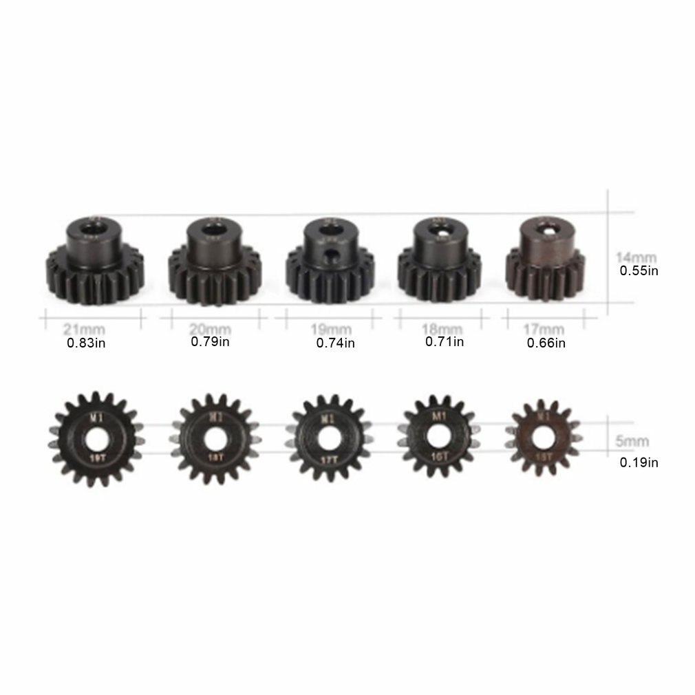 M1 5mm 15T 16T 17T 18T 19T 5Pcs Pinion Motor Gear Combo Set for 5mm Shaft 1/8 RC Car Brushed Brushless Motor