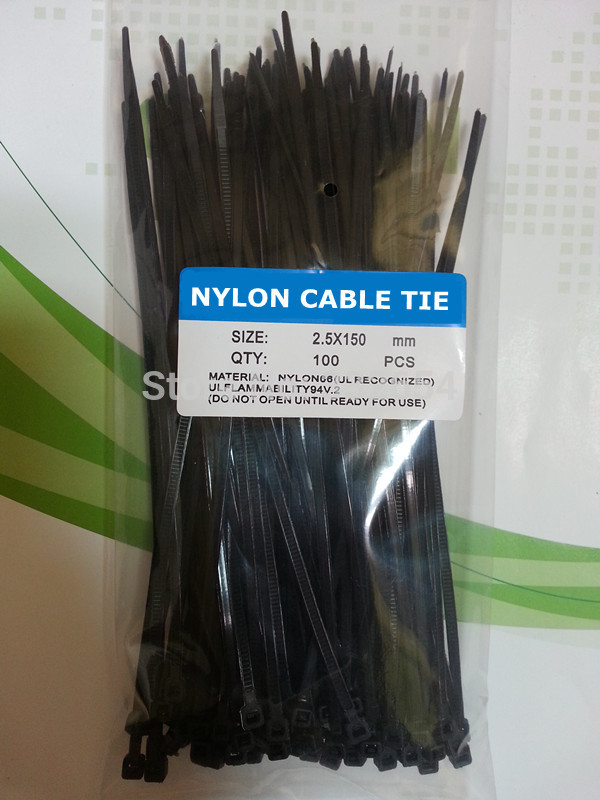 100 stks 2.5*150mm zelfblokkerende Plastic Nylon Kabelbinders Wire Zip Tie