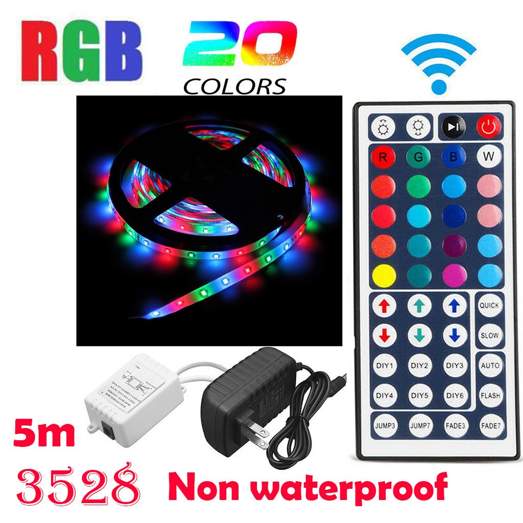 5 meter LED verlichting Geen-Waterdichte Flexibele Kleur Veranderende RGB SMD 3528 300 LEDs Strip Licht Flexibele Lichten afstandsbediening controle