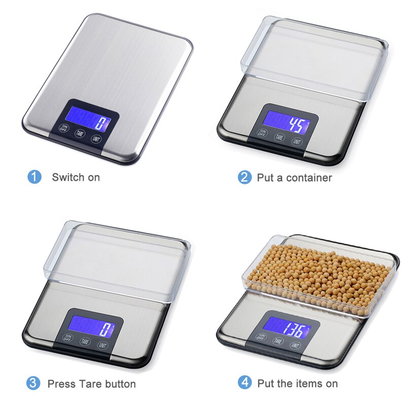 Báscula Digital de cocina de 15 kg/1g, báscula multifunción de acero inoxidable para alimentos, báscula de peso para cocina, herramientas de cocina de equilibrio electrónico