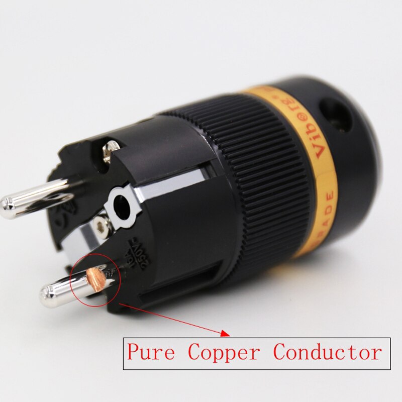 Viborg haut de gamme pur cuivre VE-501R plaqué Rhodium EU Schuko prise de courant pour bricolage Hifi câble d'alimentation électrique adaptateur d'extension