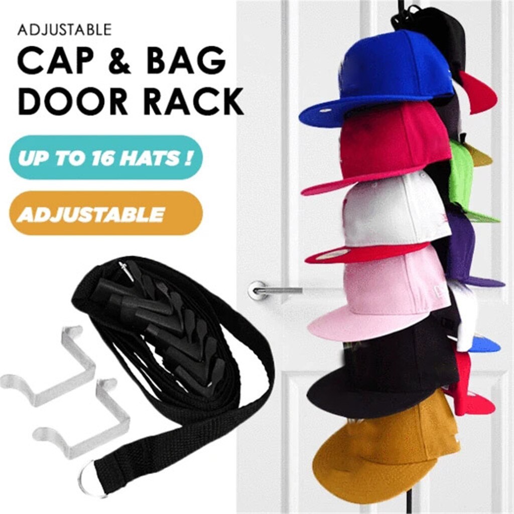 Kanteldeur Bandjes Hanger 8 Haken Verstelbare Cap Hat Bag Kleding Coat Rack Organizer Holder Rack Home Storage Organisatie