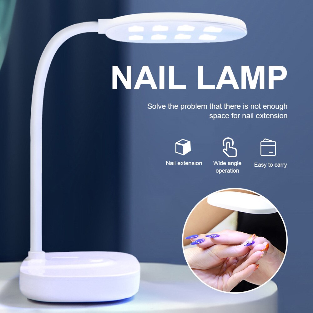 8 Leds Desktop Lamp Voor Nagels Sneldrogende Oplaadbare Nail Drogen Lamp Fototherapielamp Nagellak Gel