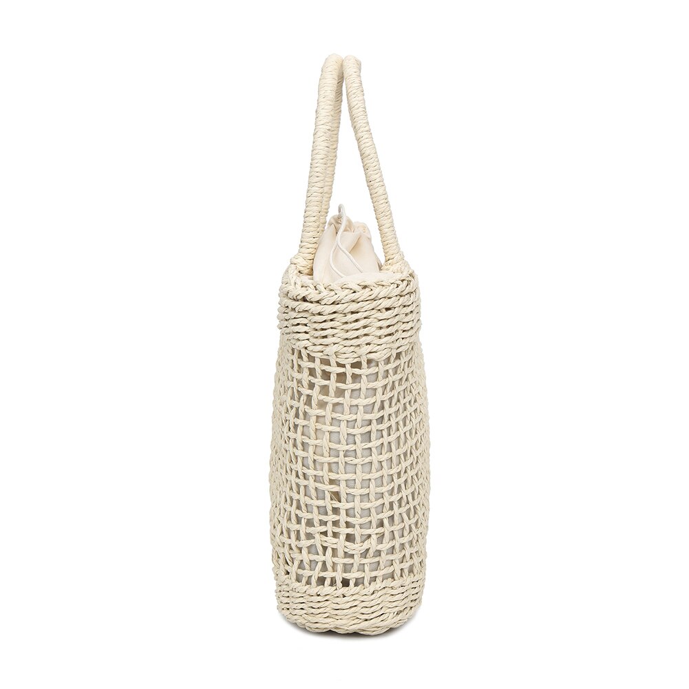 Women Hollow Retro Handbag Straw Woven Tote Large Capacity Summer Beach Shoulder Bag Party Shopping