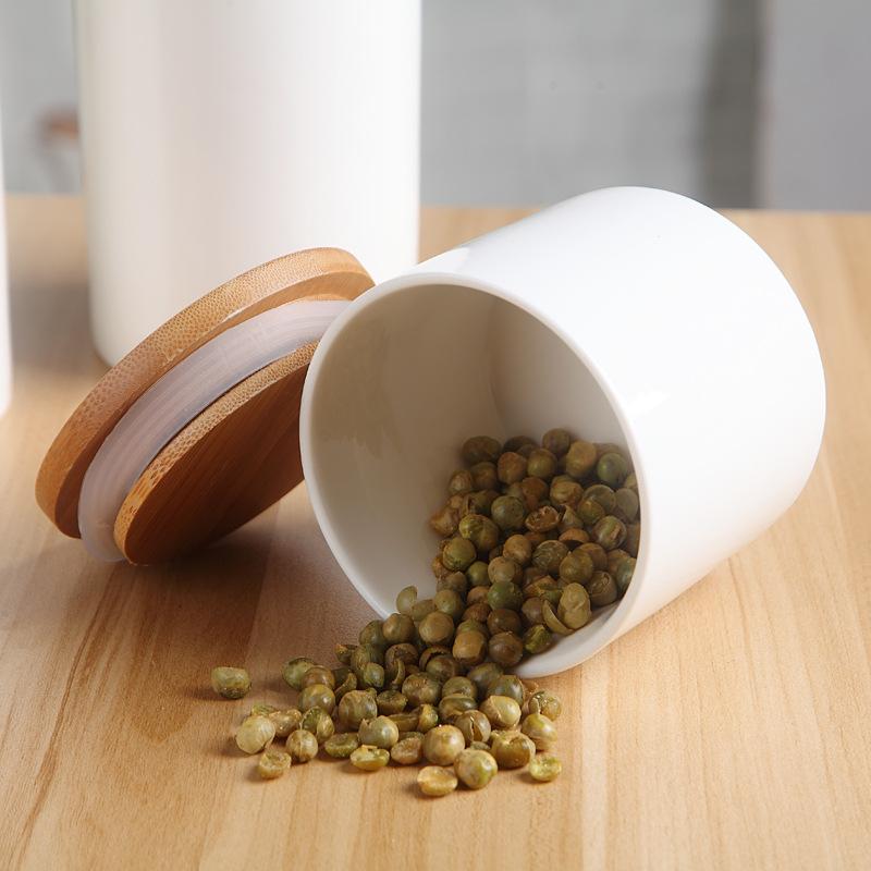 Bocal de rangement avec couvercle en céramique et en bois, bouteille de rangement pour aliments, café, thé, bonbons, Pot d'assaisonnement, décoration à bureau scellé