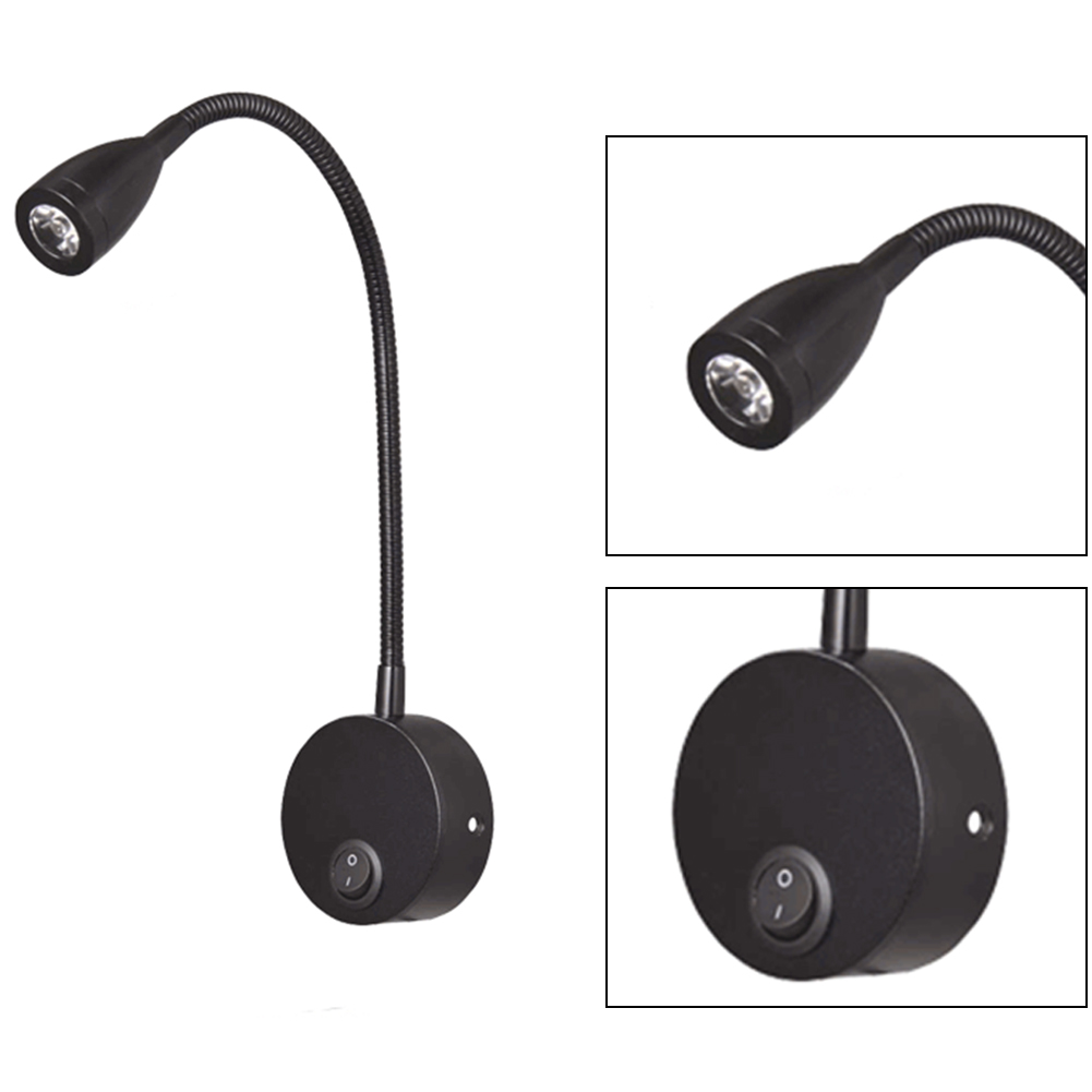 12V/3W LED 360 Degree Rotation Reading Light with on and off switch Eye Care For Caravan/Boat/Campervan/Mobile Home