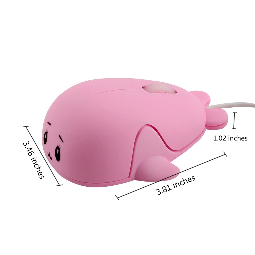 CHYI Wired Cute Animal Shape Pink Computer Mouse USB Optical 3D Optical Portable Mause 1600 DPI Mice for Children Laptop