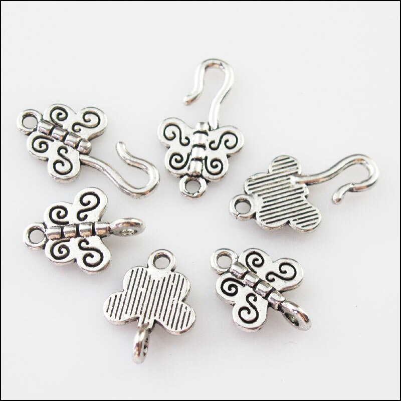 20Sets Tibetan Silver Lovely Animal Butterfly Bracelet Toggle Clasps Connectors 11x33mm