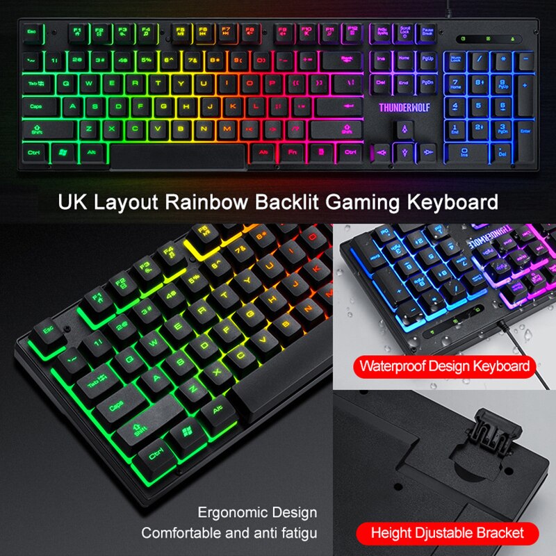 EAOR 4pcs Game Keyboard + Mouse + Headset + Mouse Pad Set, 2400DPI RGB Luminous Wired Gaming Keyboard Mouse Combos for PC Gamer