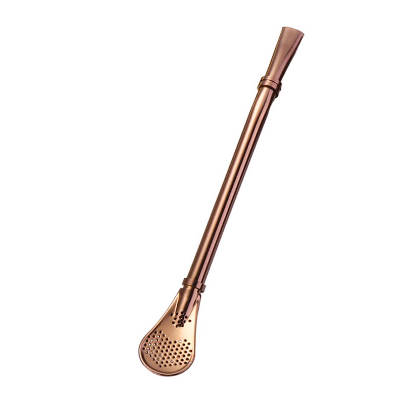 1pc Drinking Straw Stainless Steel Yerba Mate Straw Gourd Spoons Reusable Metal Pro Tools Bar Accessories: Rose Gold
