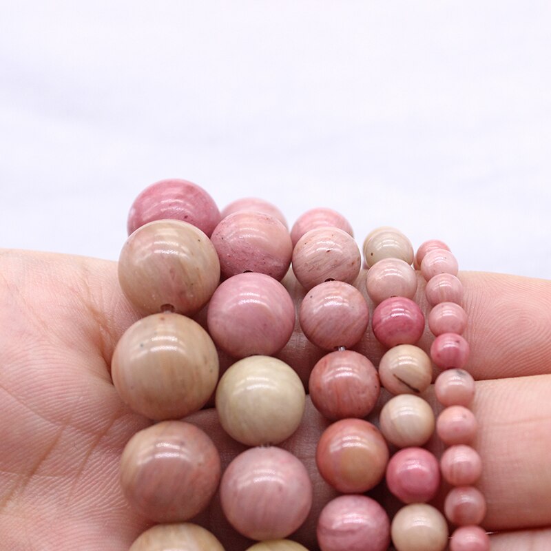 Strand 15'' Natural Rhodochrosite Red Stone For Jewelry Making Pink Loose Beads DIY Bracelet 4mm 6mm 8mm 10mm 12mm