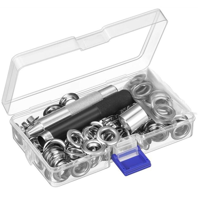 Grommet Tool Kit, Grommet Setting Tool 100 Sets Grommets Oogjes (1/2 Inch Diameter) oogjes En Oogje Punch Sterven Tool