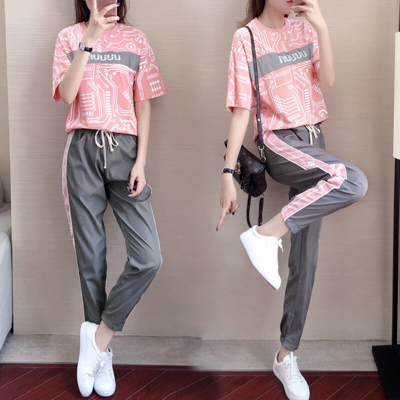 Meisjes casual sportpak dames zomer hiphop vrijetijdspak losse outdoor hardlooppak snel drogend tweedelig pak
