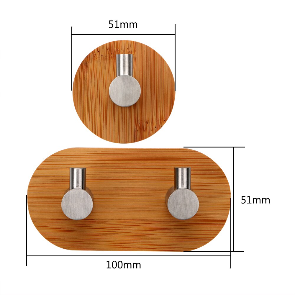 Home Storage Key Hanger Organization Bamboo Stainless Steel Hooks Self Adhesive Kitchen Gadgets