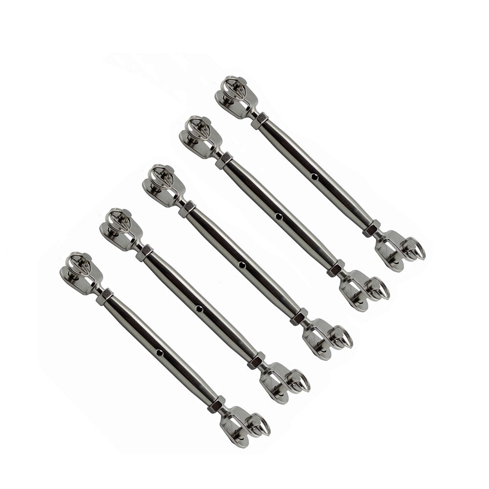 5PCS 316 Stainless Steel Jaw And Jaw Turnbuckle M5 M6 M8 Marine Sailboat Swageless Stub End Pipe Turnbuckles Rigging Hardware