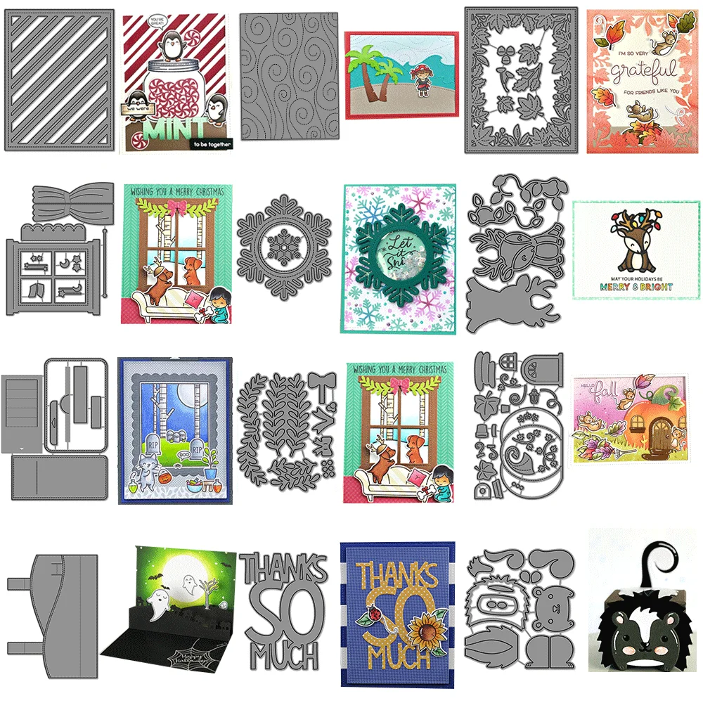 Troqueles de corte de Metal con marco de ventana de hojas de caída de casa de calabaza, troquelado en relieve para hacer tarjetas DIY, suministros para manualidades de álbumes de recortes