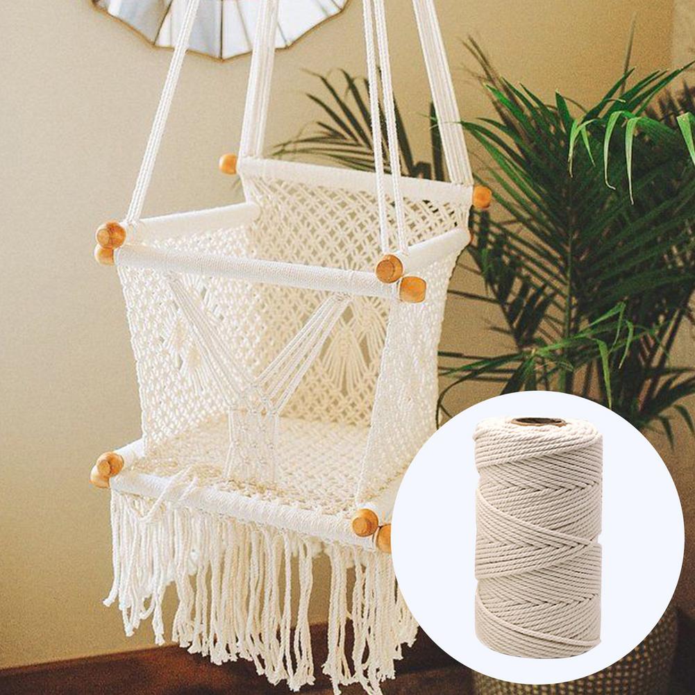 Cordon en macramé naturel, Long, Flexible, en coton, blanc crème, pour la maison, décorations de noël et de mariage, 2-6mm