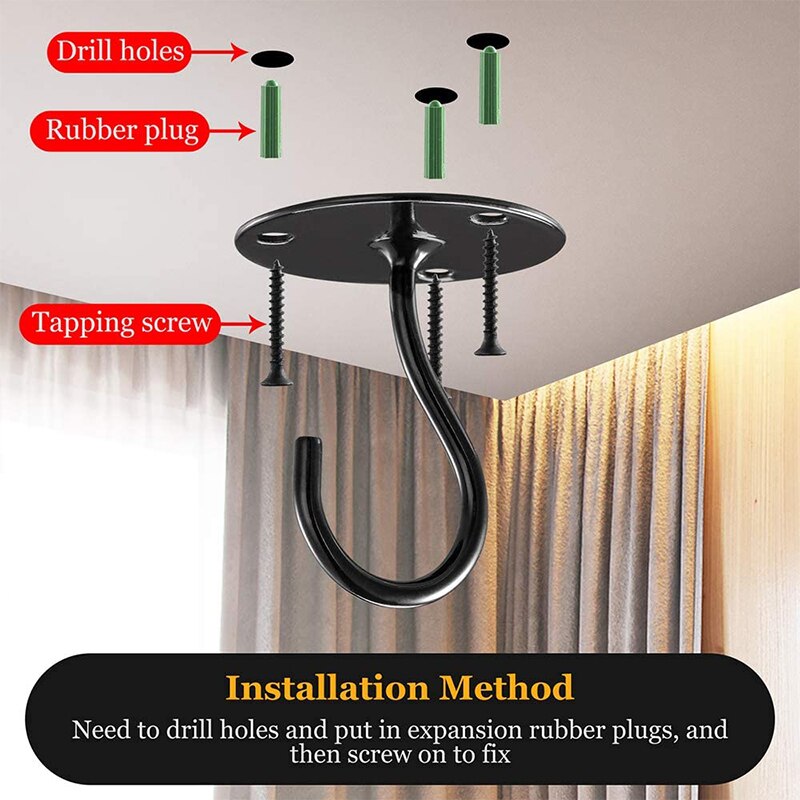 2PCS/4PCS Metal Ceiling Hook Wall Mounted Ceiling Hooks For Outdoor Hanging Plants Lanterns Flower Pots Lights For Home