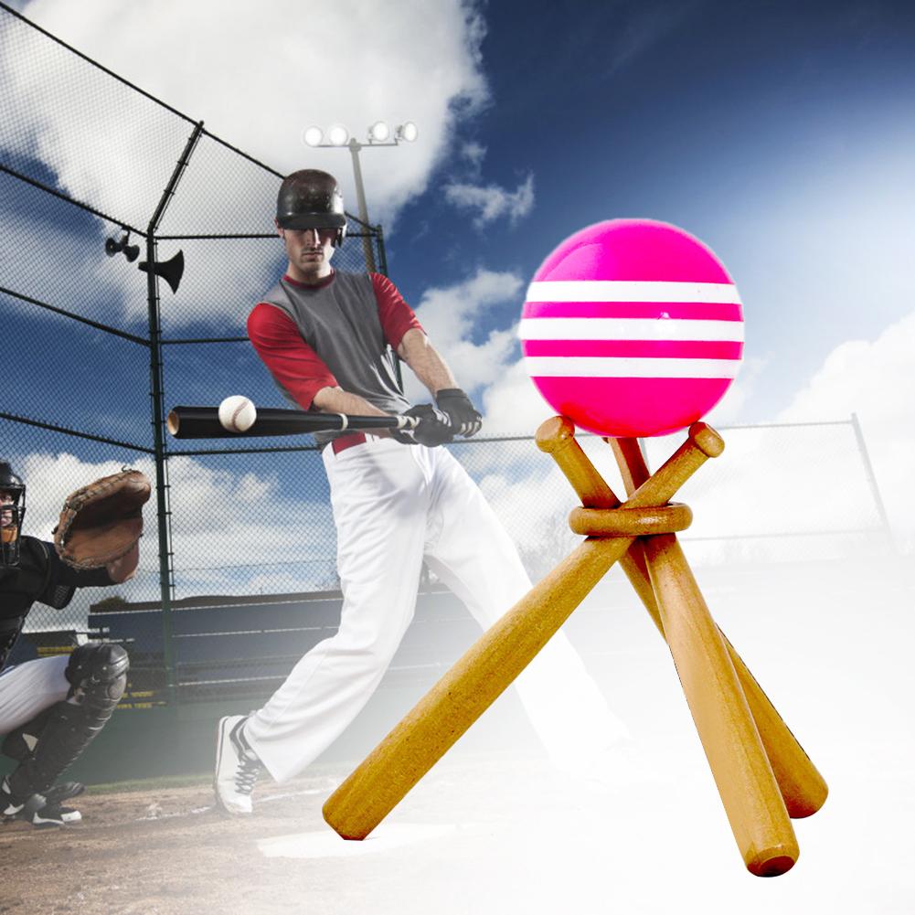 Baseball en bois Support de Softball Affichage Set De Support Comprend 3 Mini Batte De Baseball Et 1 en bois Cercle Rapide