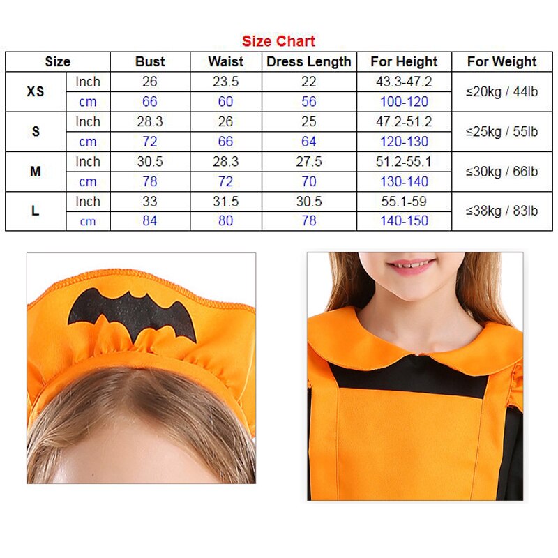 Halloween græskar kostume børn piger orange slik outfit stuepige cosplay kjole sødt barn hallowmas dress up