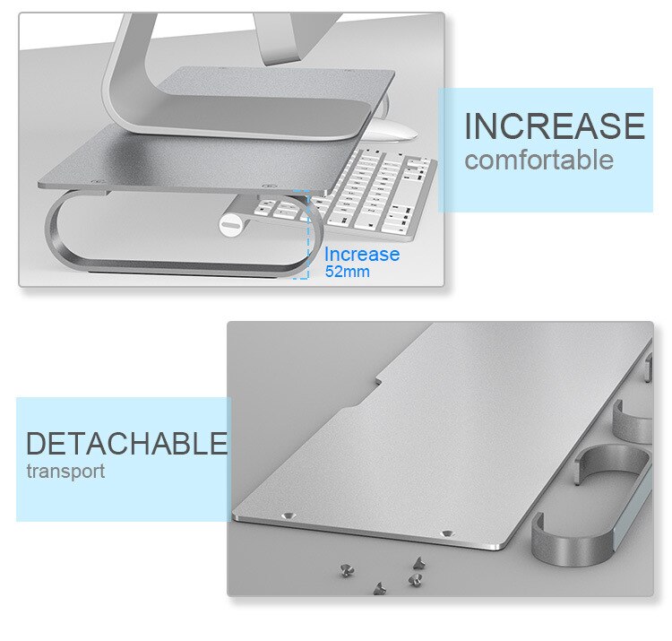 Monitor riser holder aluminium lcd led display hæve base laptop stativ desktop afstand gemme lapdesk til imac macbook